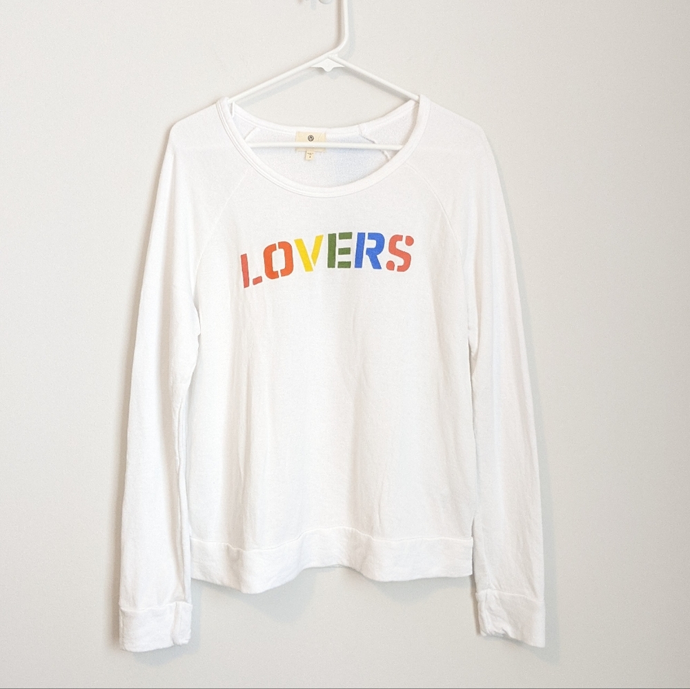NWOT Sundry white sweatshirt rainbow Lovers size 1 small